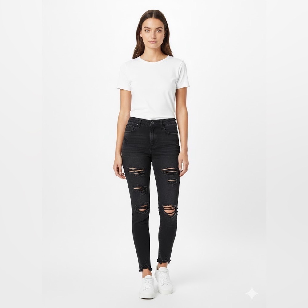 American Eagle Outfitters Black Distressed Skinny Jeans